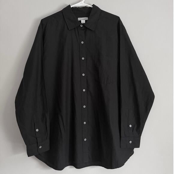 Outerknown Tops - Outerknown Black Button Down Shirt Womens Silk Cotton Minimalist Basics Large